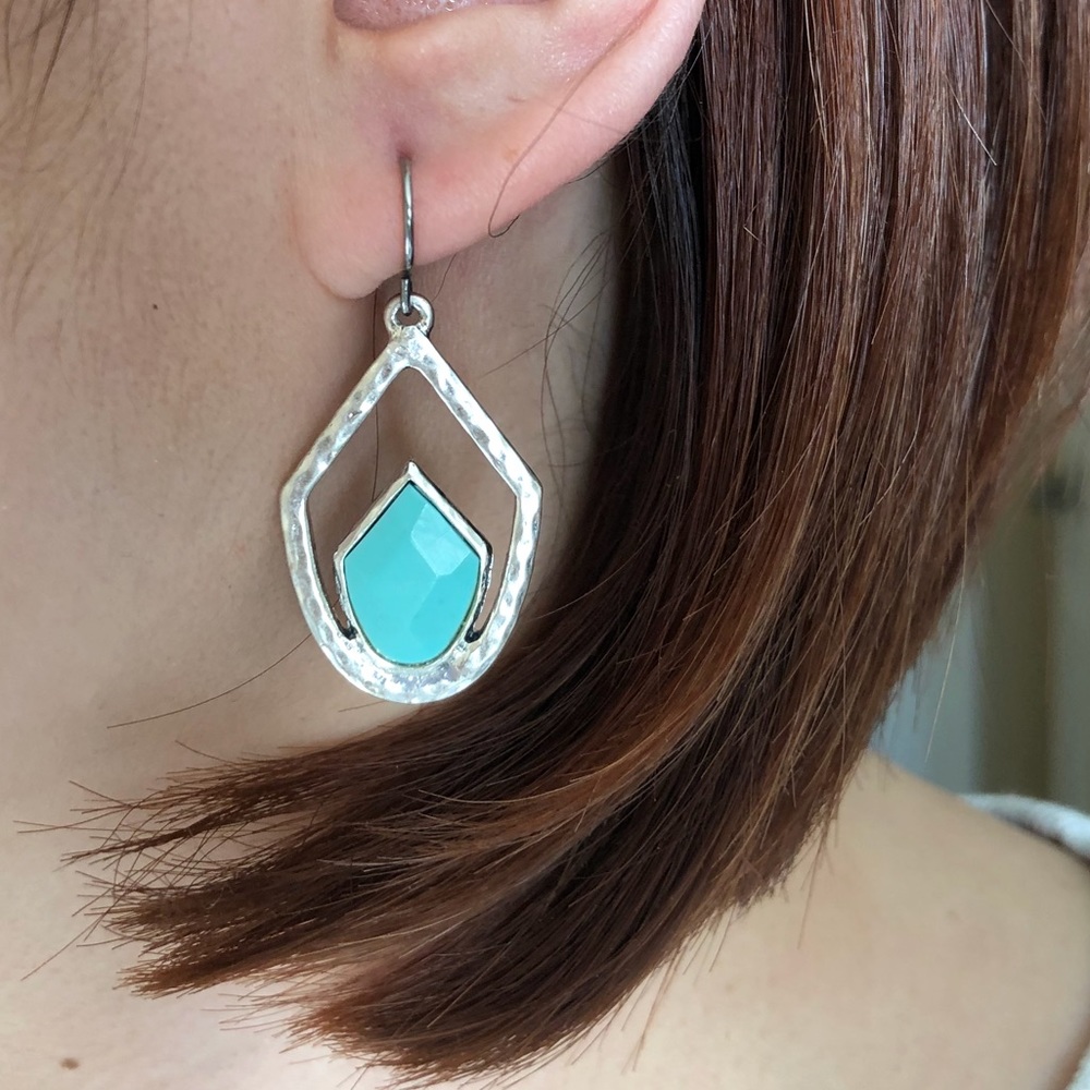 Lucky Brand Turquoise Drop Earring in Silver Tone - Picture 4 of 4